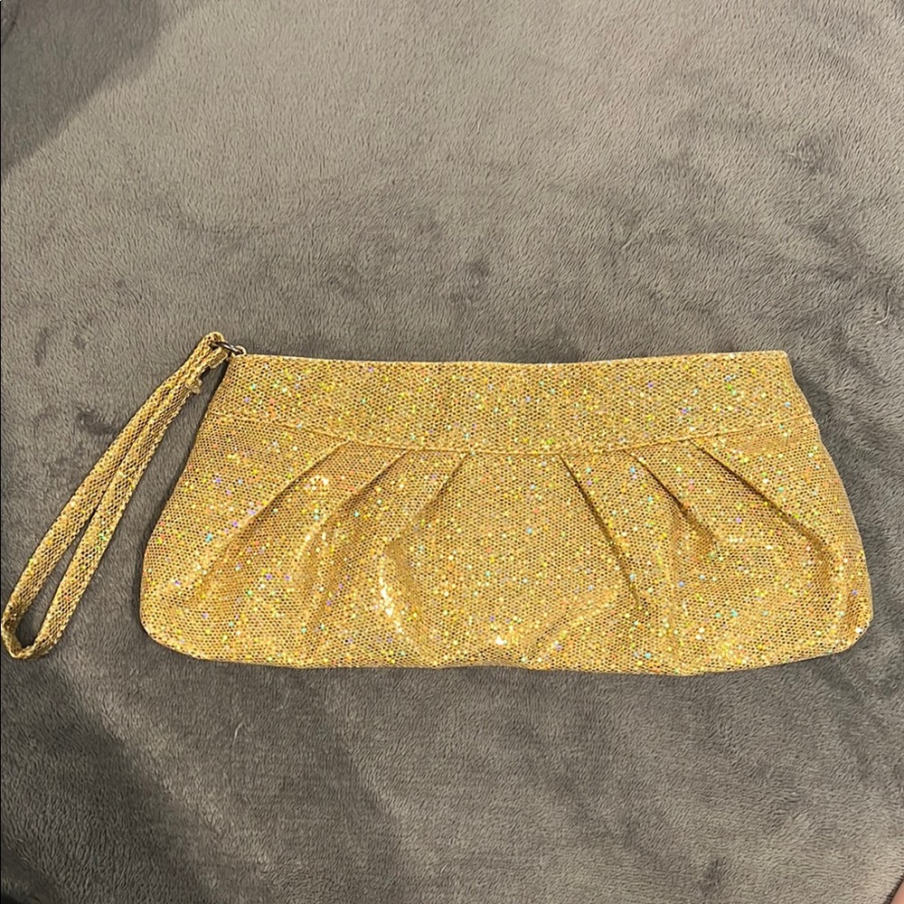 Gold Glitter Clutch Bag